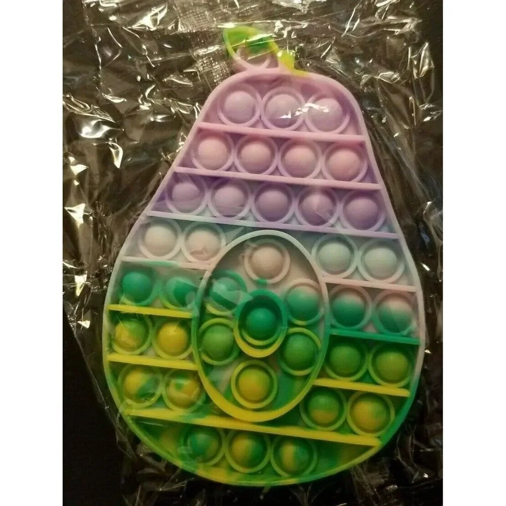 Fidget Toy Avocado Food Fruit Push Pop Bubble Pastel Rainbow Silicone Sensory